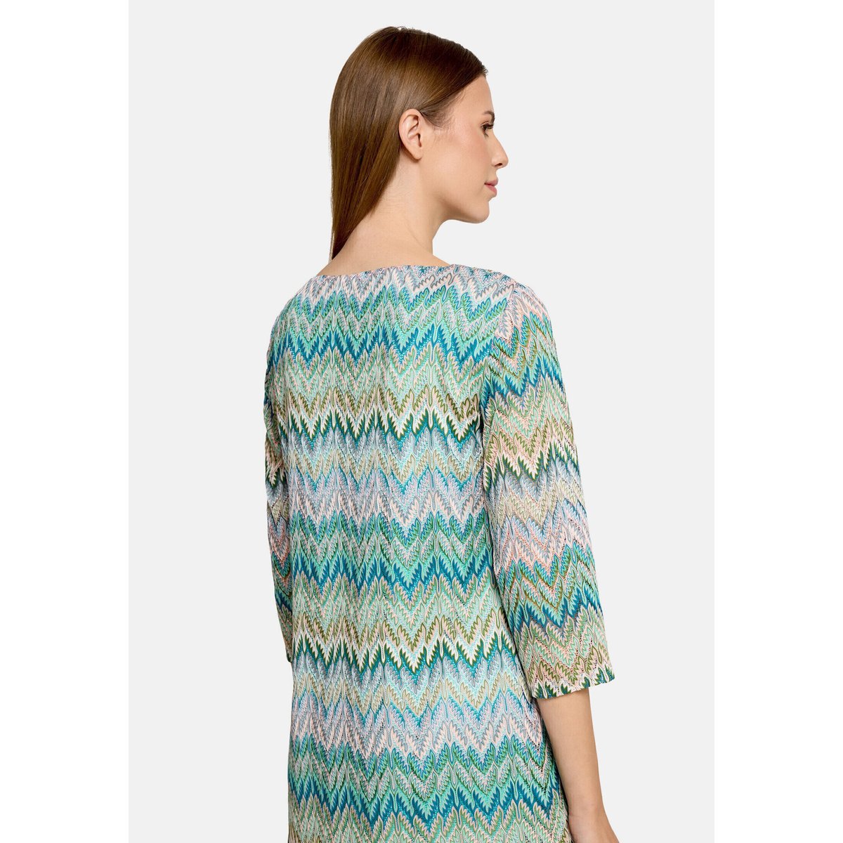 Robe droite à manches 3/4 kaki/bleu, BETTY BARCLAY