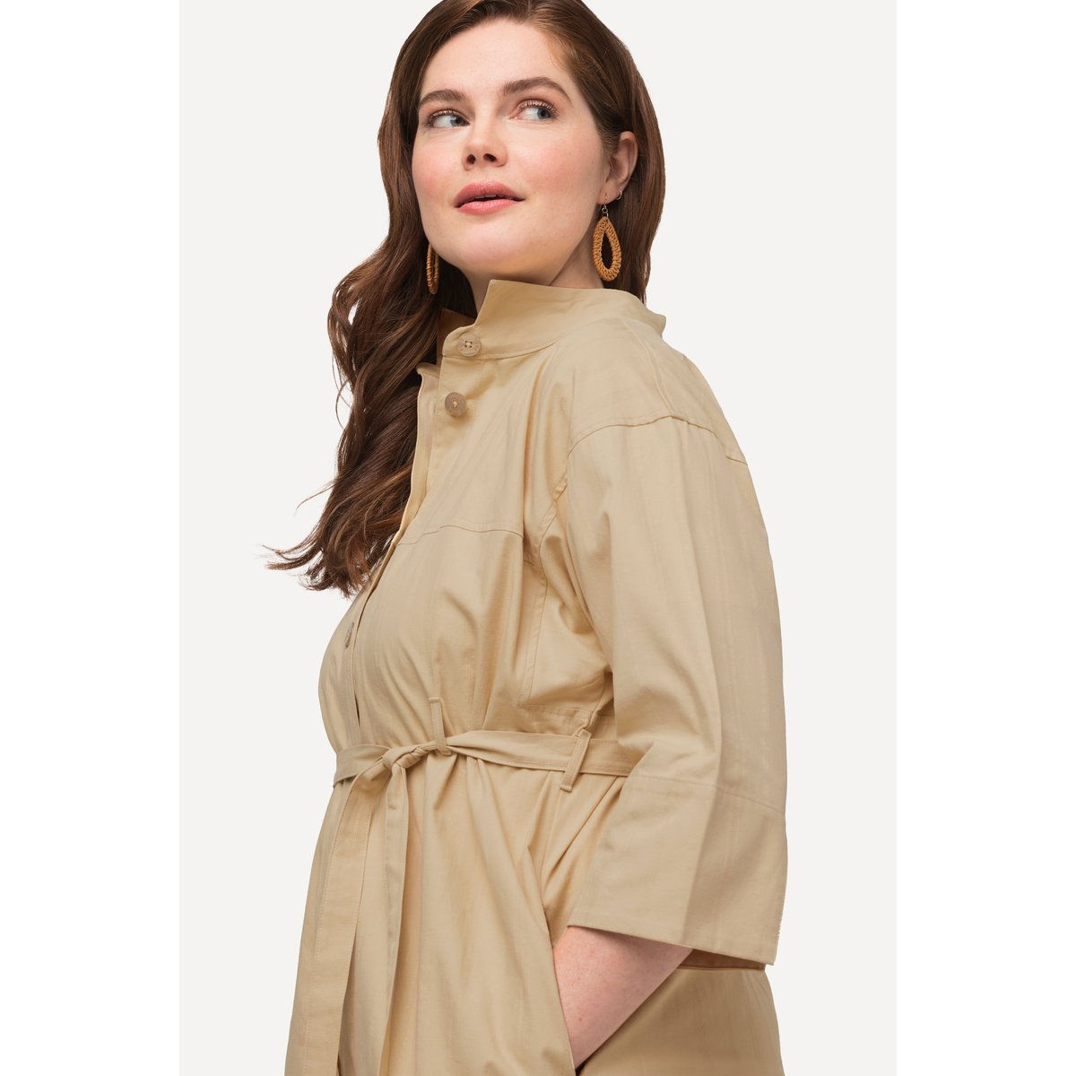 Veste longue, texture rayée, manches 3/4 vert jaune vif, ULLA POPKEN