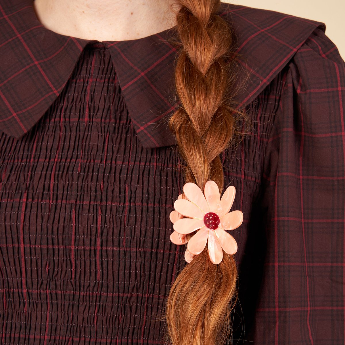 Pince à cheveux FLEUR ROSE rose et framboise, COUCOU SUZETTE