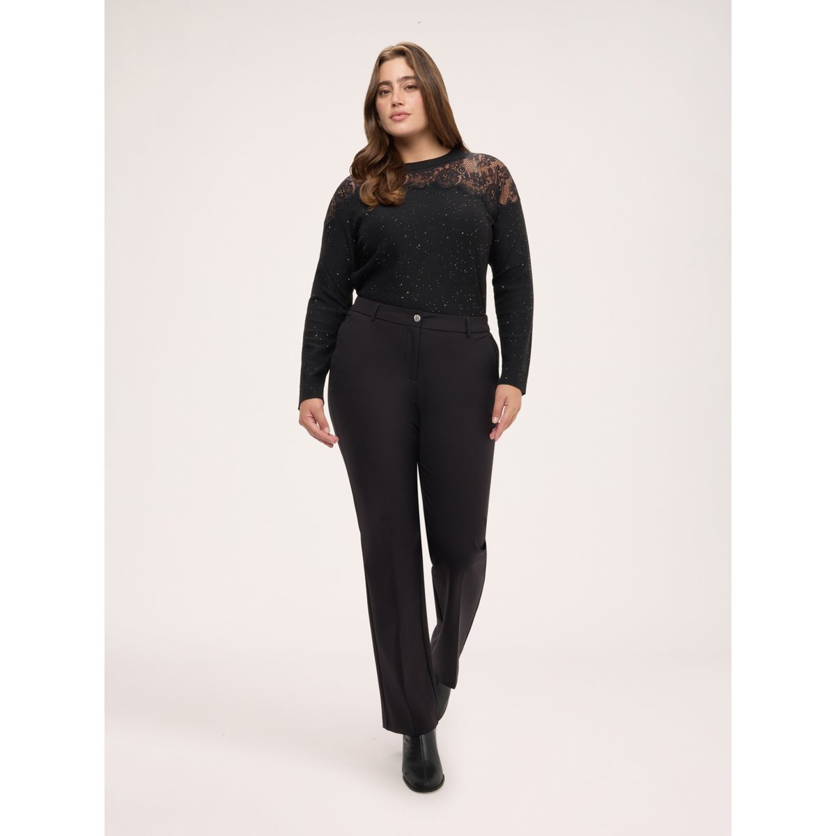 Pull avec insert et micro paillettes noir, FIORELLA RUBINO