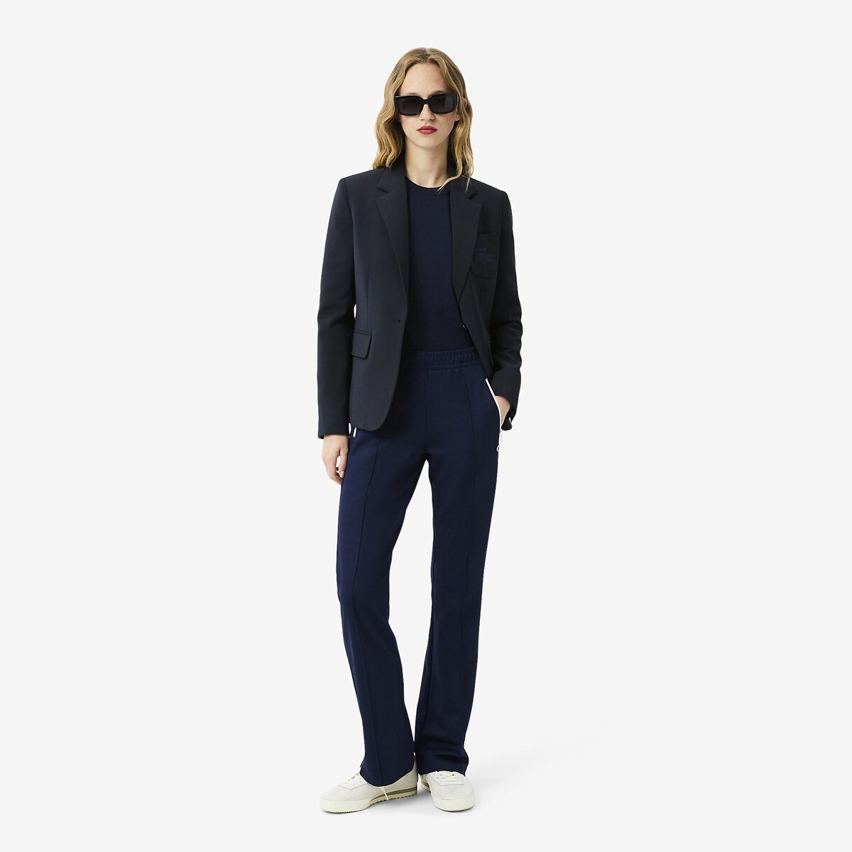 Fine Crew Neck Jumper with Long Sleeves navy, LACOSTE