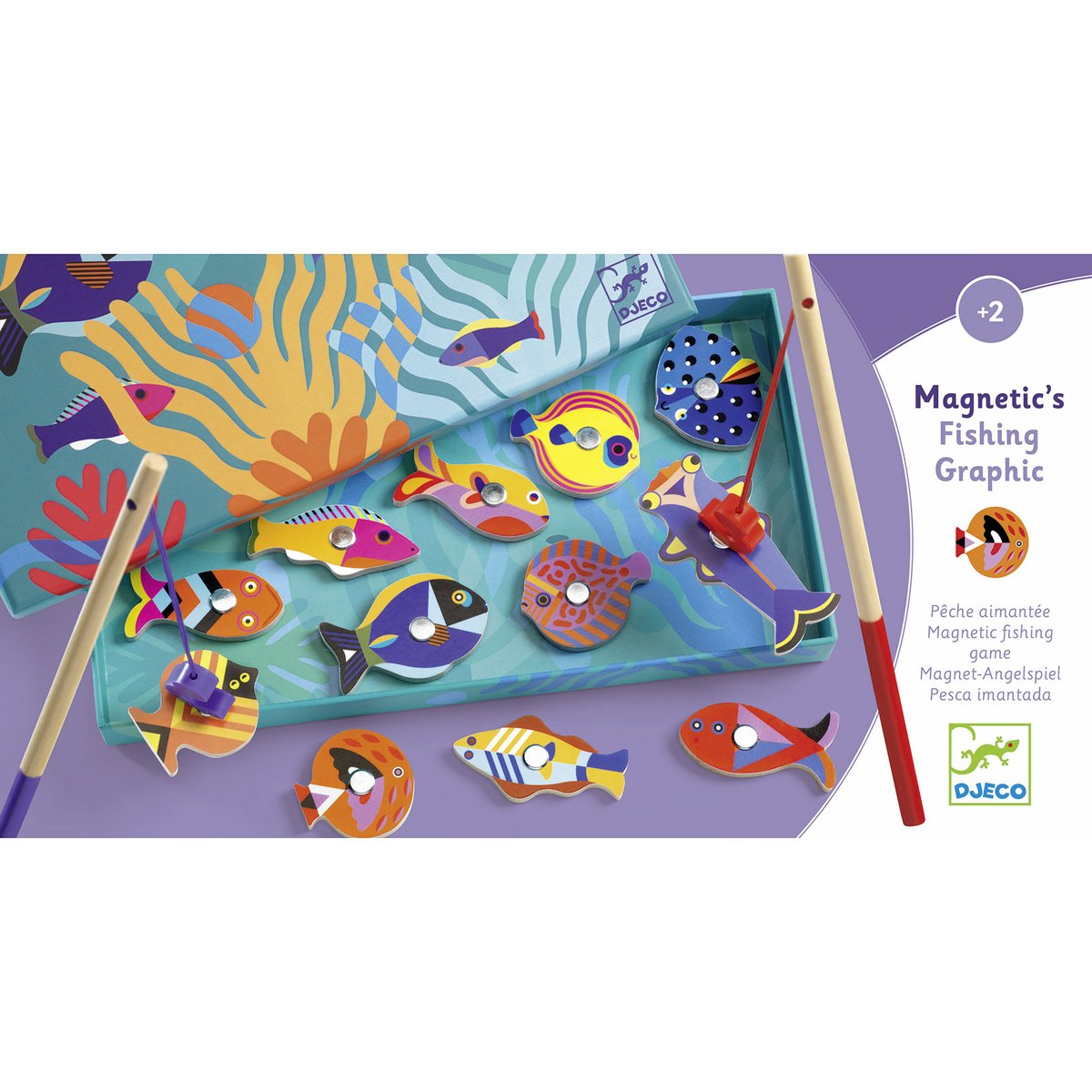Jeu de pêche bleu, orange, rouge, DJECO