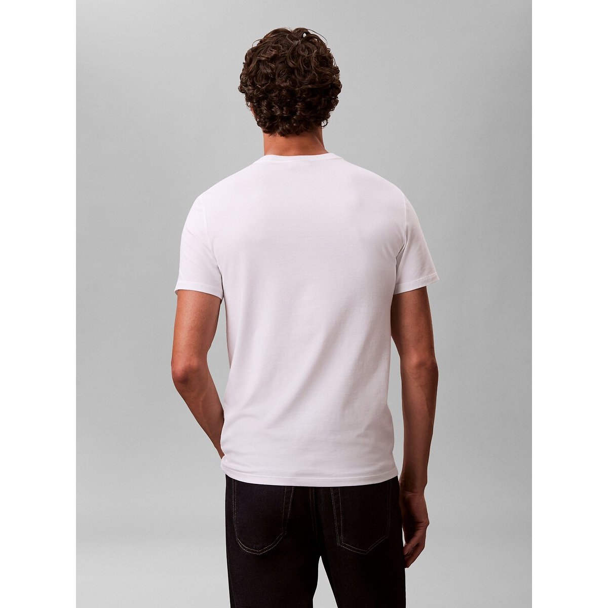 T-shirt slim a maniche corte bianco, CALVIN KLEIN