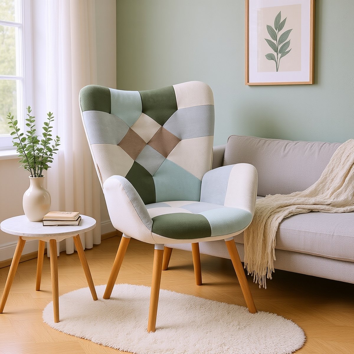 Fauteuil relax fauteuil confortable en tissu scandinave, FUNKEL multicolore, MEUBLES COSY