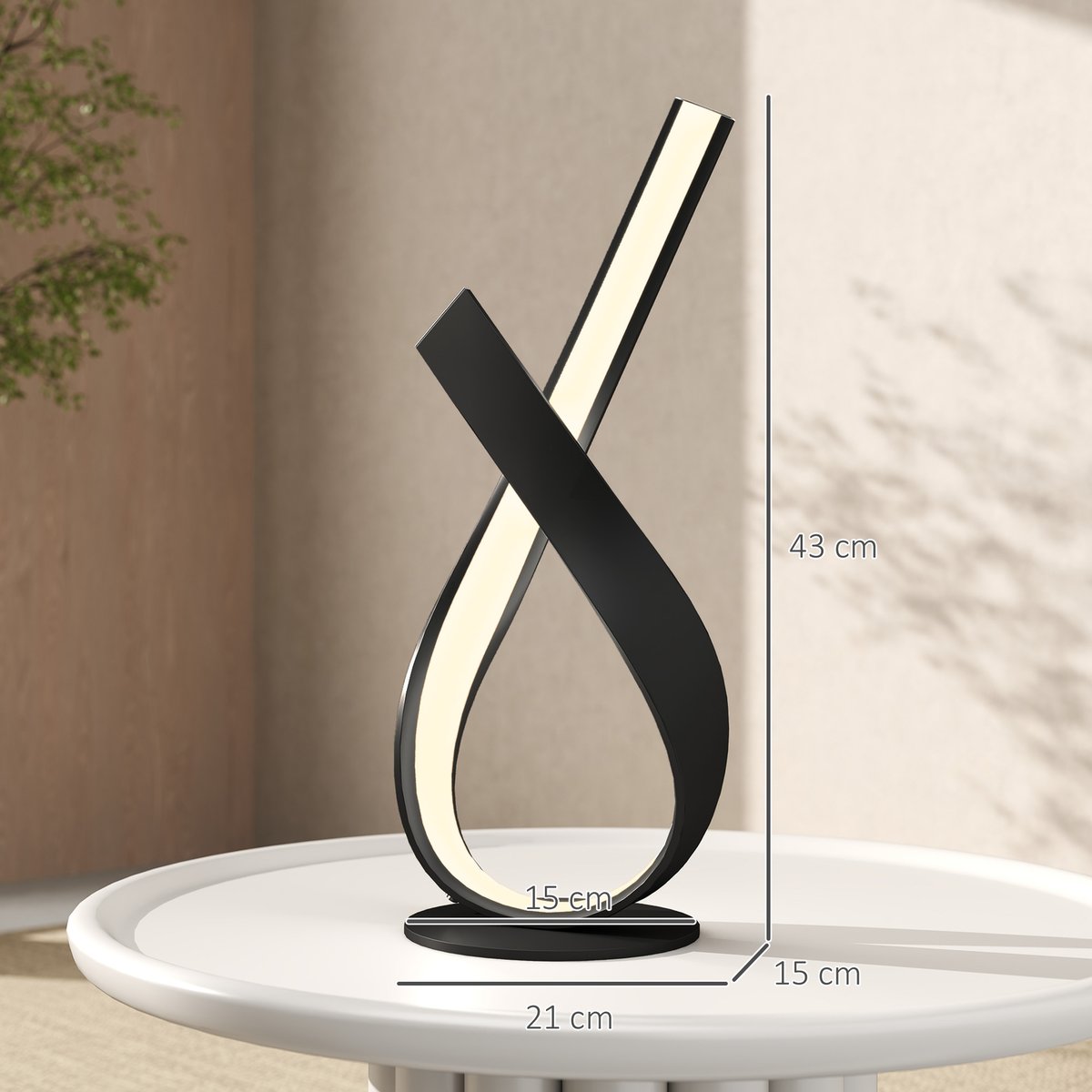 Lampe de table Aluminium Noir noir, HOMCOM