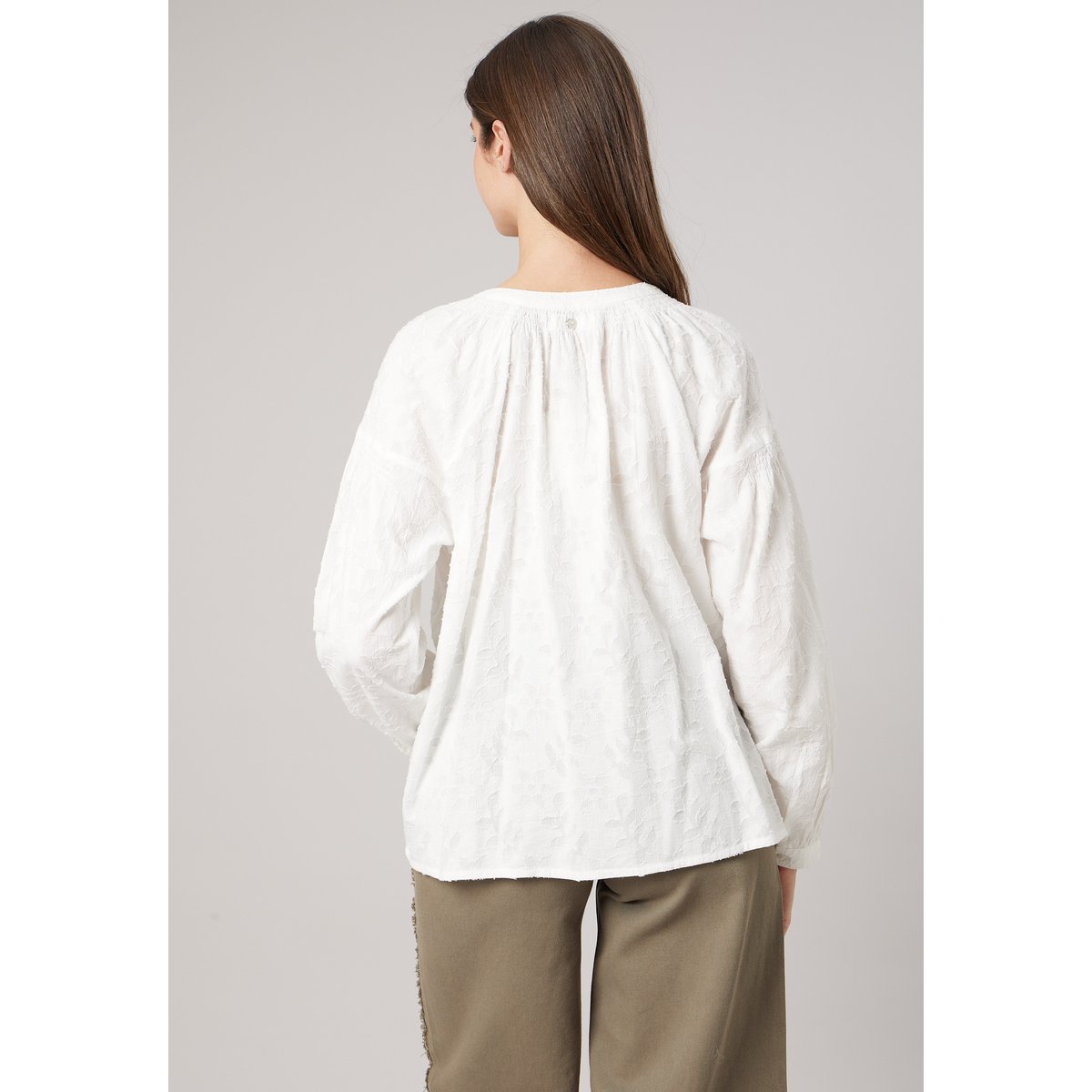 Blouse ample femme jacquard MEREDITH off white, DEELUXE