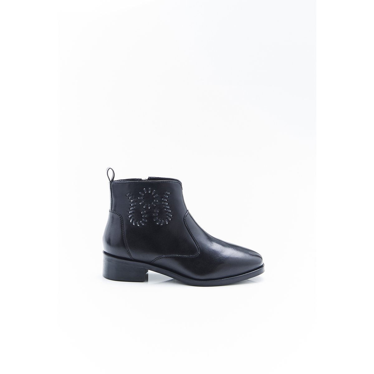 Bottines dessus cuir mouton noir, DAMART