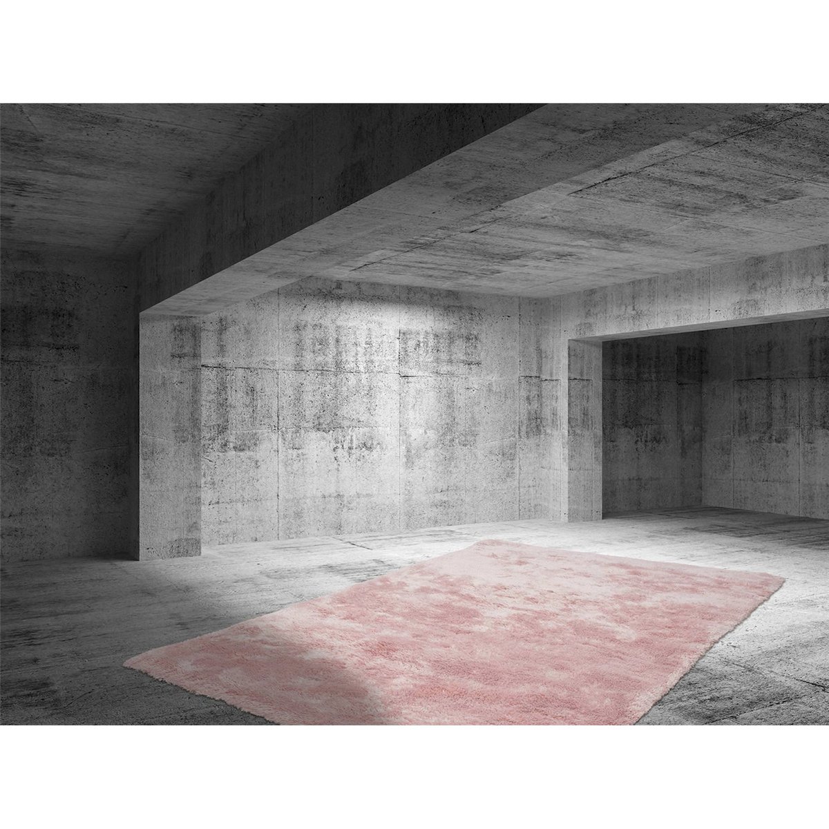 Tapis shaggy à poils longs, Tufté main rose poudré uni, ARTE ESPINA
