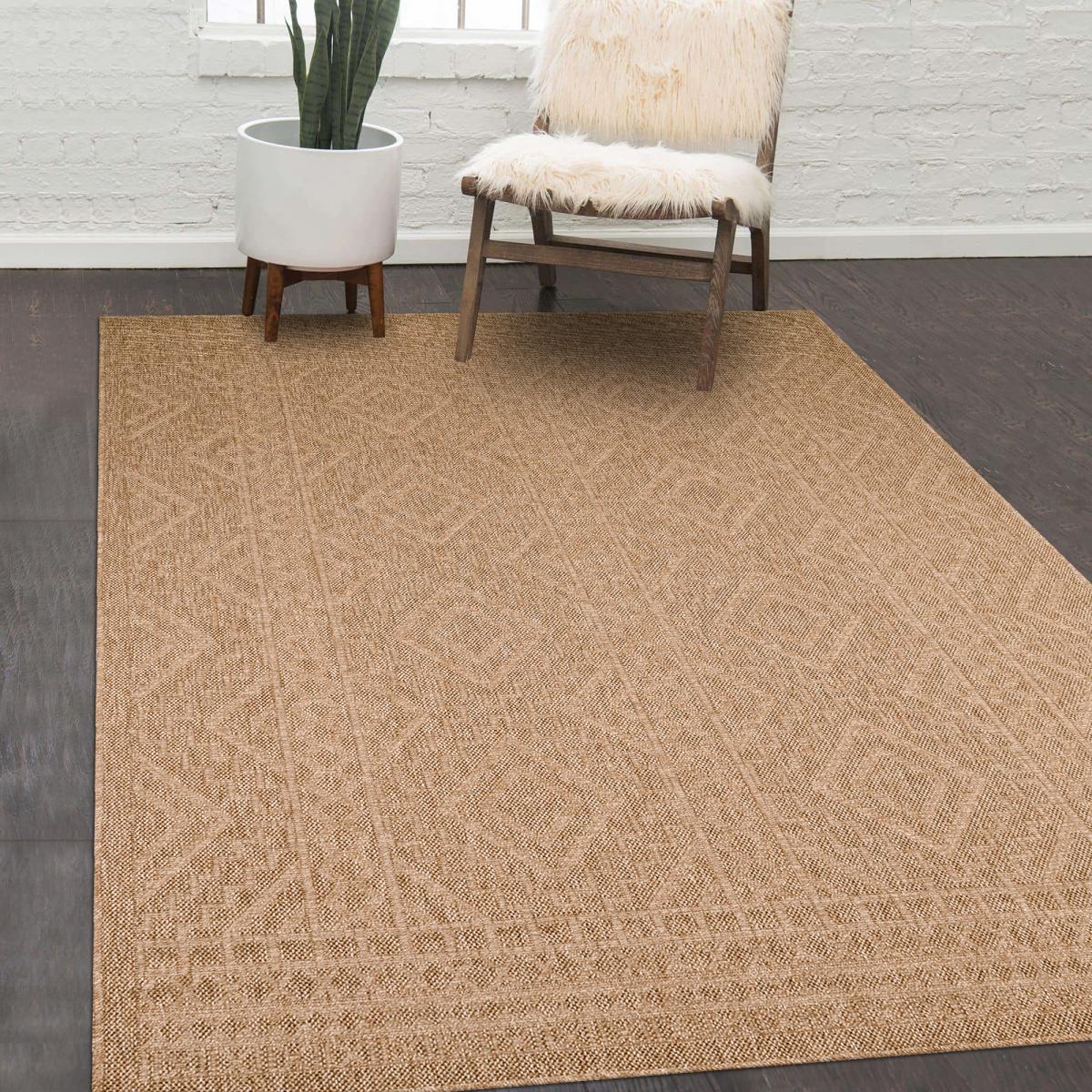 Tapis extérieur tissé kilim rectangle JUTE ART 3 beige, UN AMOUR DE TAPIS