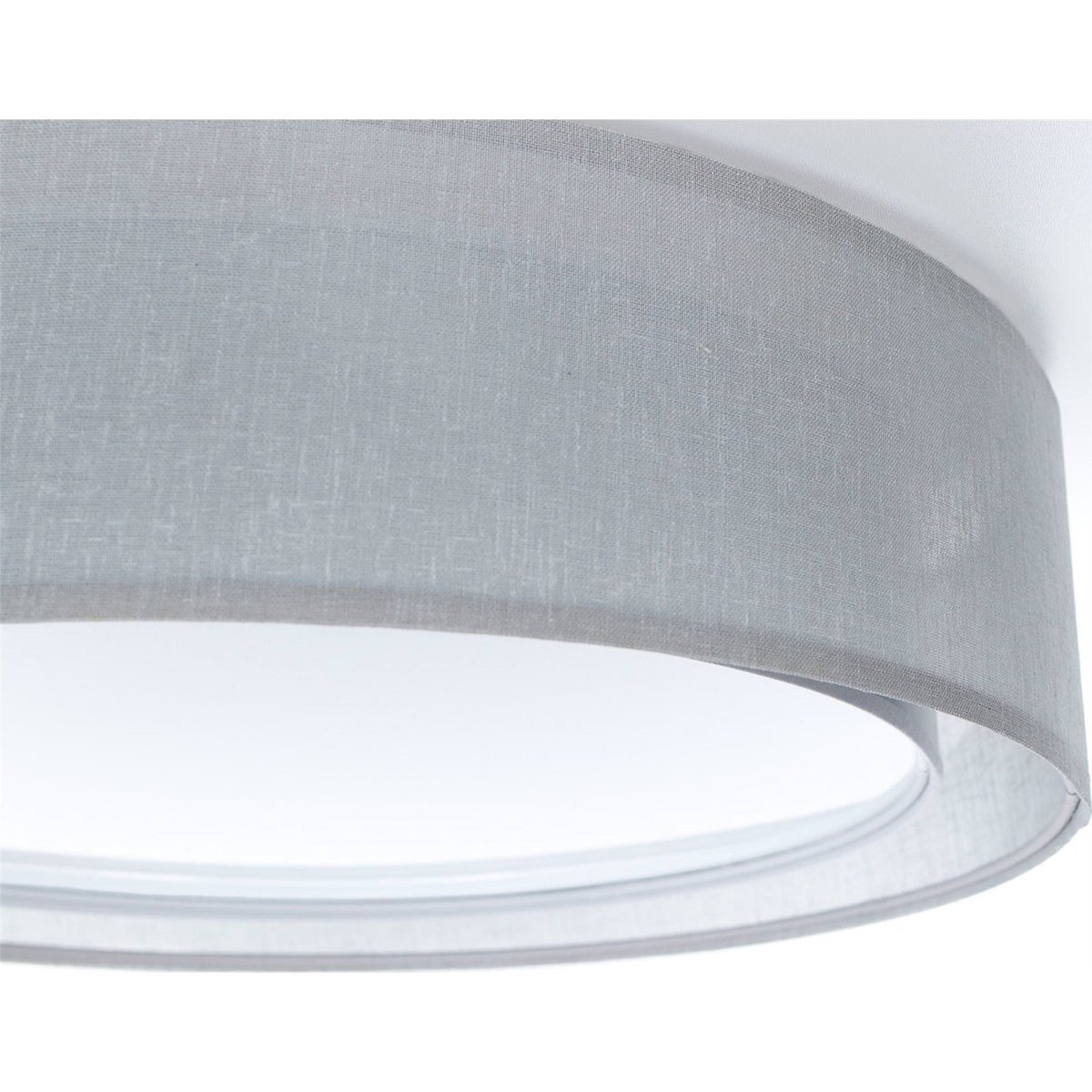 Plafonnier rond en tissu double couche Puro gris tissu translucide naturel, BPS KONCEPT