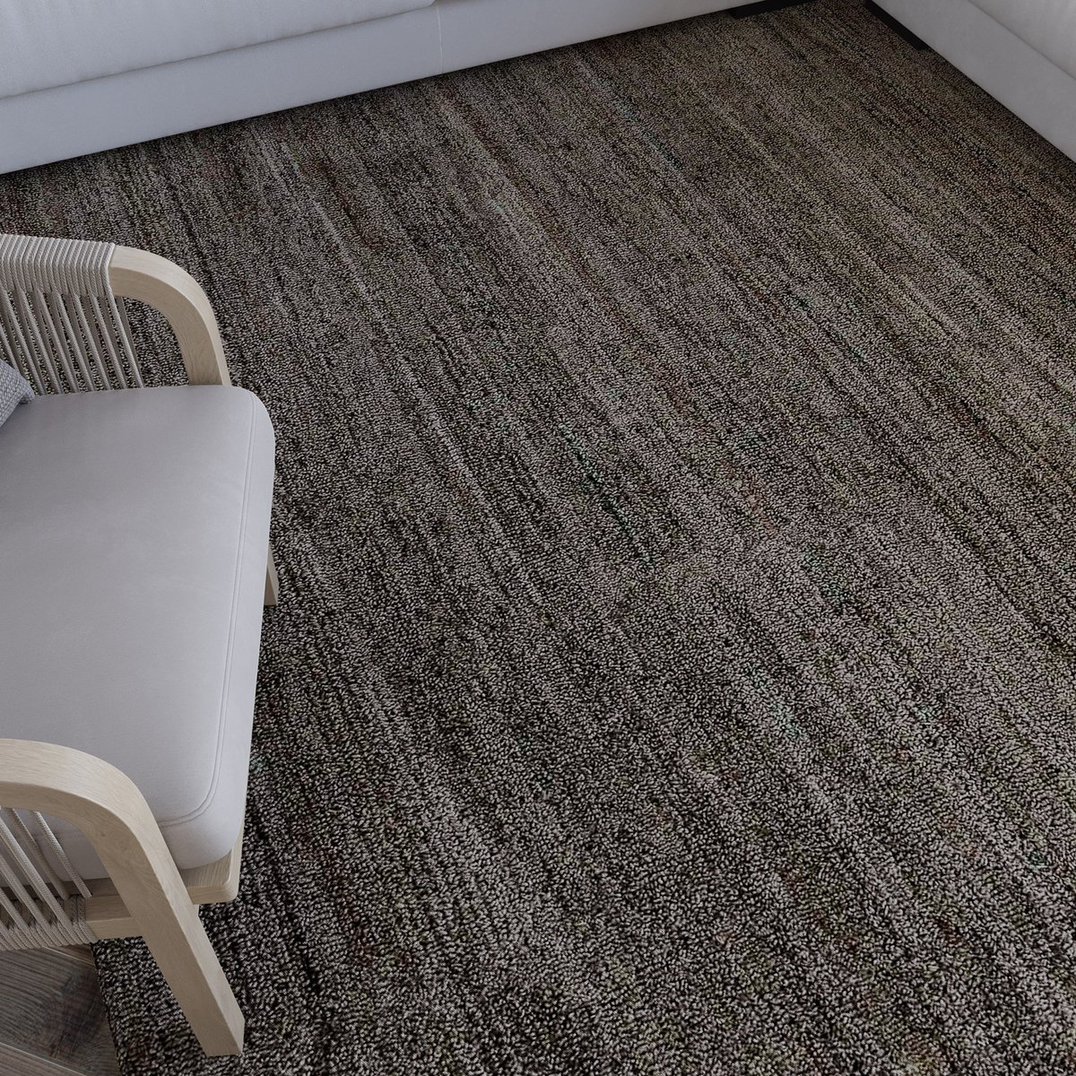 Tapis couloir uni texturé style naturel , Hamptons EIGHTEEN gris marron, chiné, WECON HOME