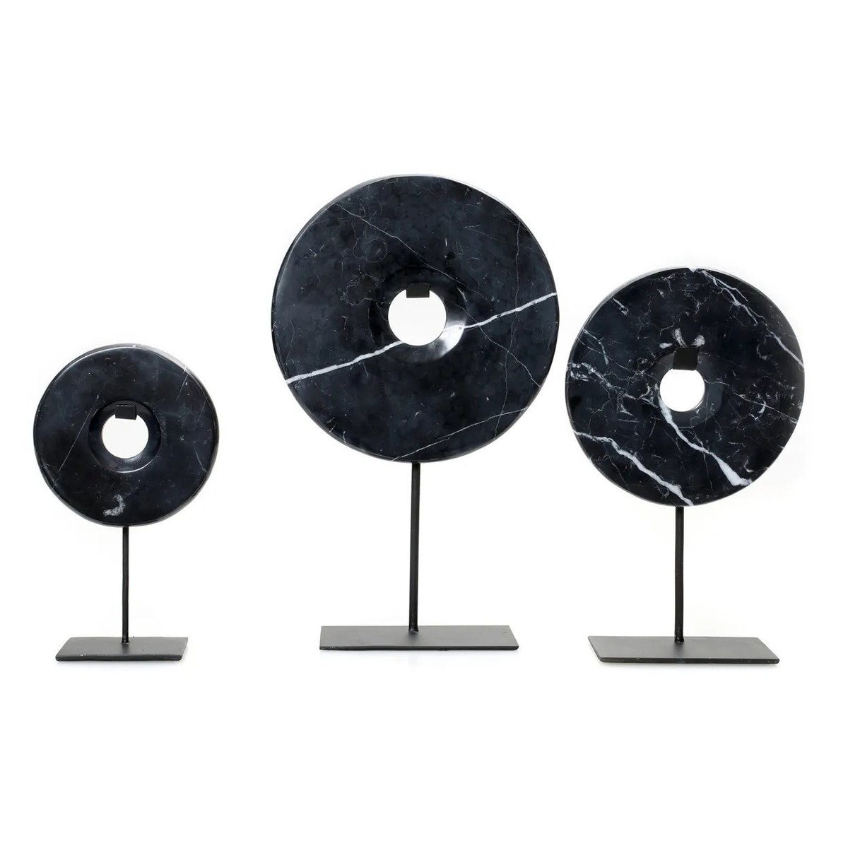 Statuette disque en marbre MARBLE noir, BAZAR BIZAR
