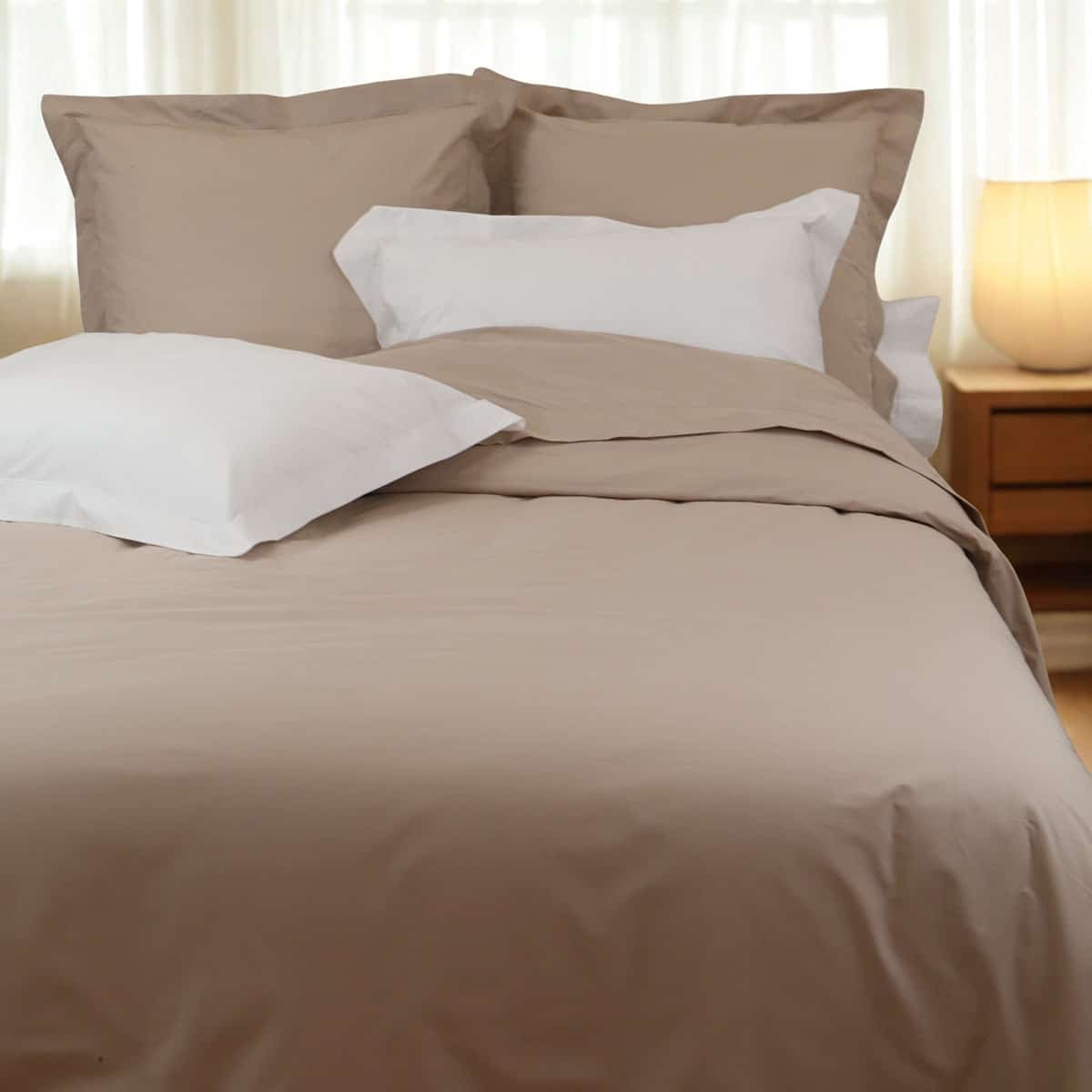 Drap plat en coton percale 200 fils DESIREE bleu, LINANDELLE
