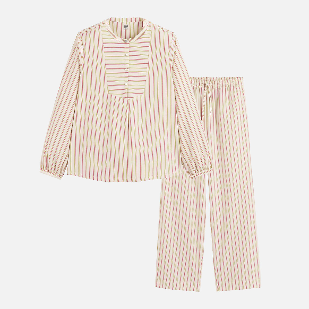 Pyjama 2 pièces en popeline de coton rayé rayé, LA REDOUTE COLLECTIONS