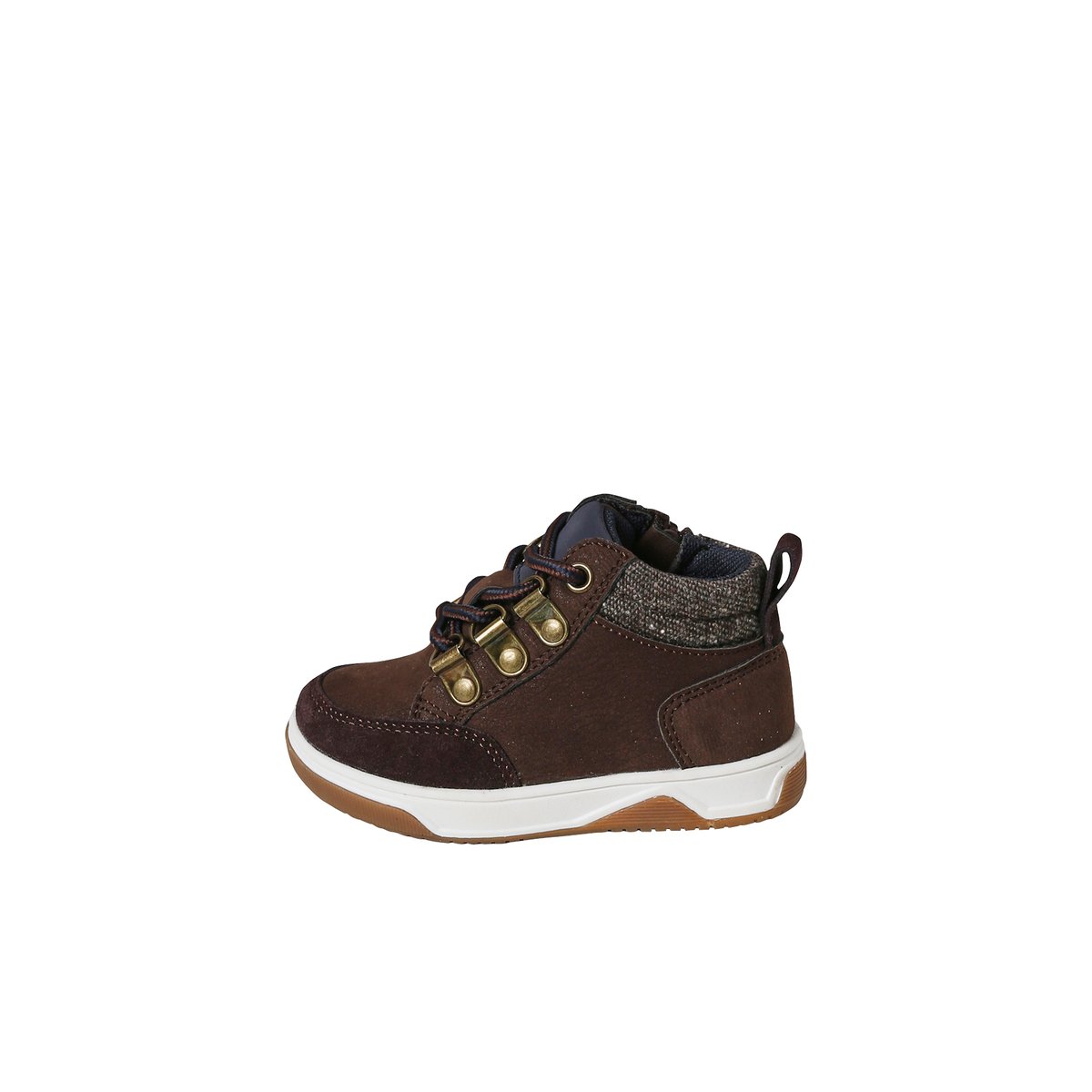 Bottines lacets + glissière chocolat, VERTBAUDET