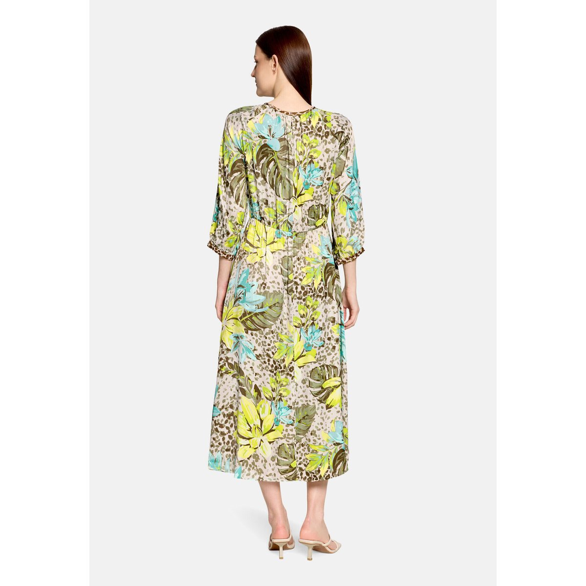 Robe d'été à encolure ronde beige/yellow, BETTY BARCLAY