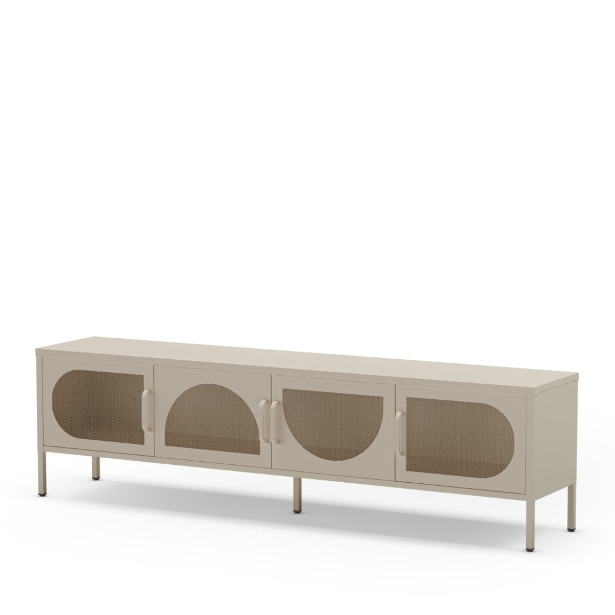 Meuble TV 4 portes en métal L180cm- ZIO beige, DRAWER