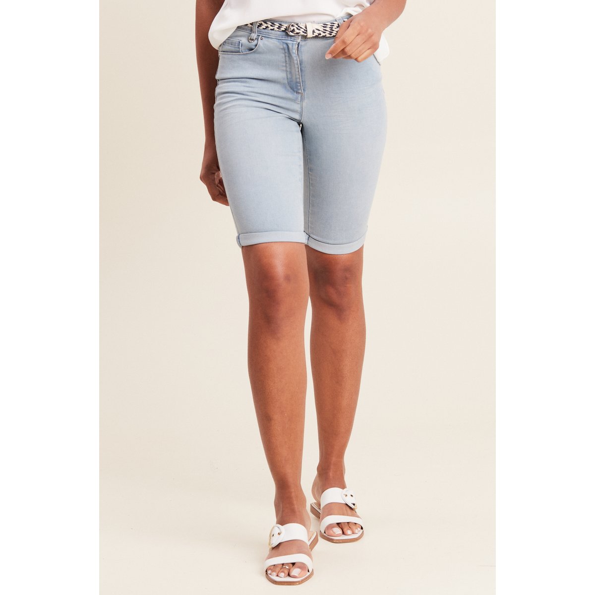 Bermuda ajusté en jean denim double stone, BREAL