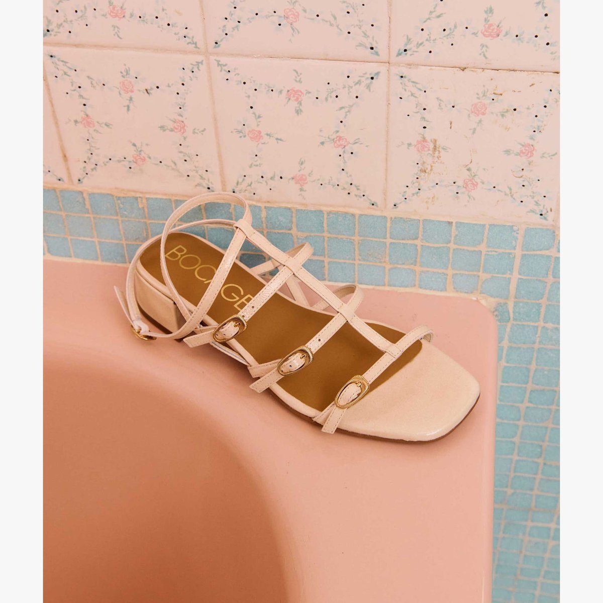 Sandale Plate en cuir NOEMIE blanc off white, BOCAGE