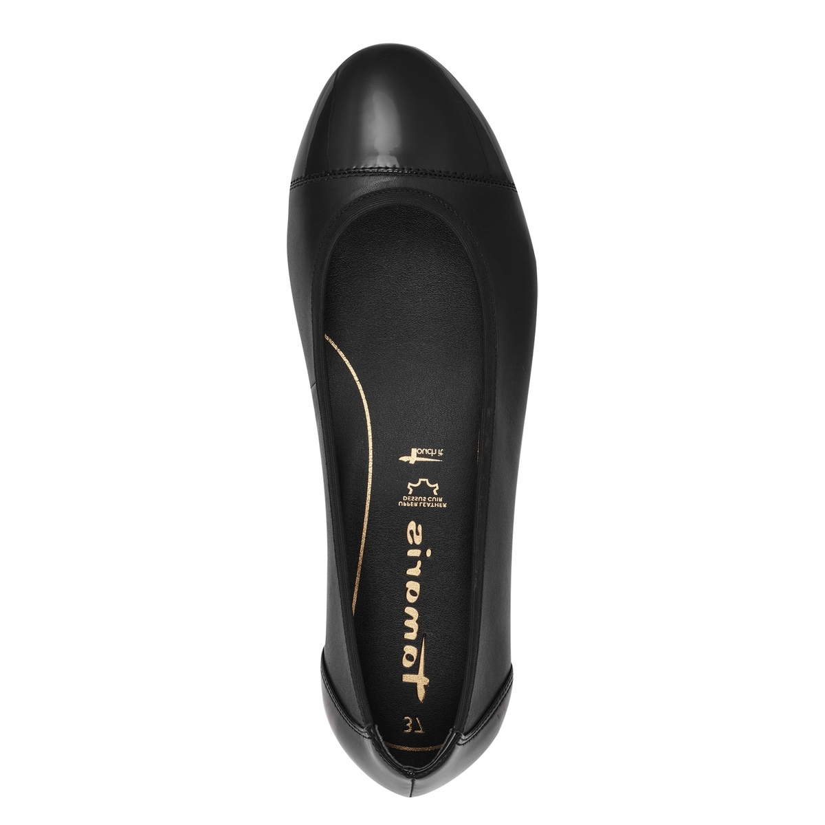 Ballerines en cuir noir, TAMARIS