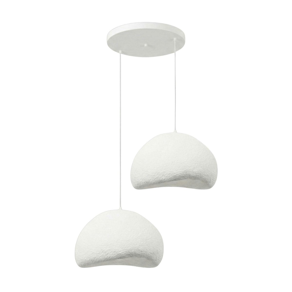 Suspension de table blanche design 2 abat-jour 94 cm NOXIS blanc, PIER IMPORT