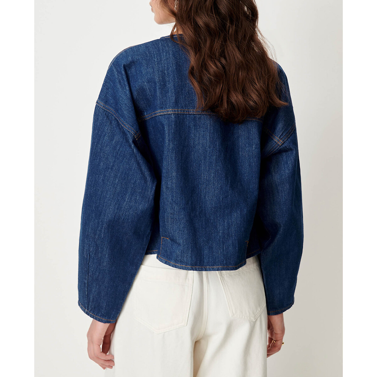 Veste en denim à col rond, ALMODIVA denim bleu, SESSUN
