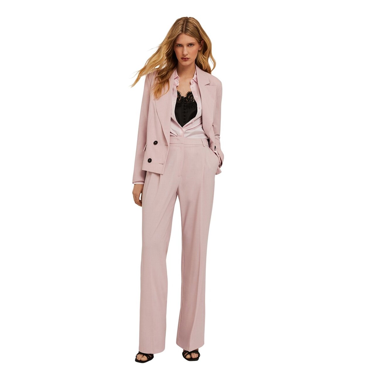 Pantalon palazzo à plis rose, MOTIVI