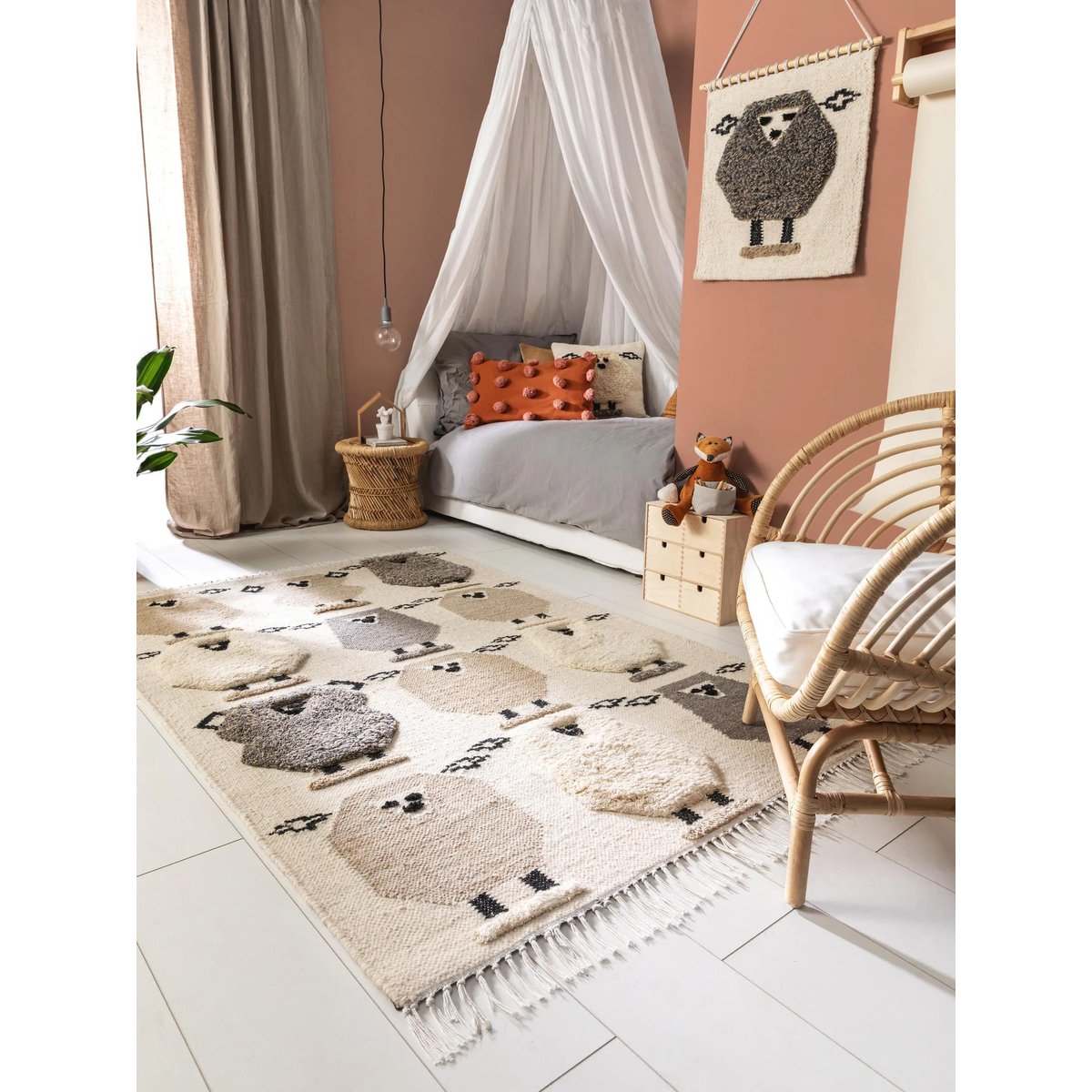 Tapis enfant tissé main SHAWN crème, BENUTA