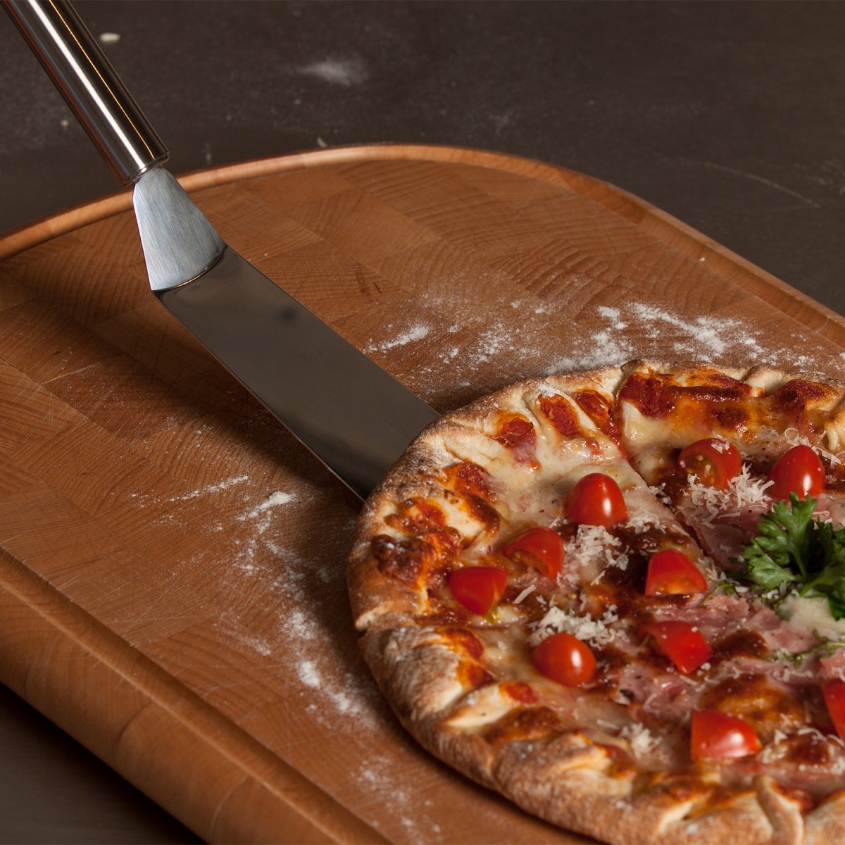 Spatule coudée large 27.5cm POC inox, CRISTEL