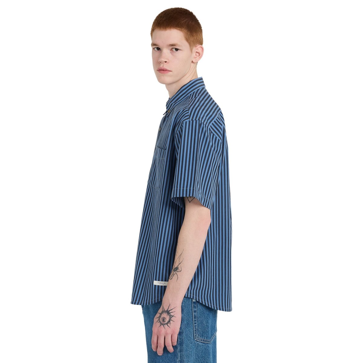 Chemise manches courtes REGULAR BUTTON DOWN bleu riviera/offblack, ELEMENT