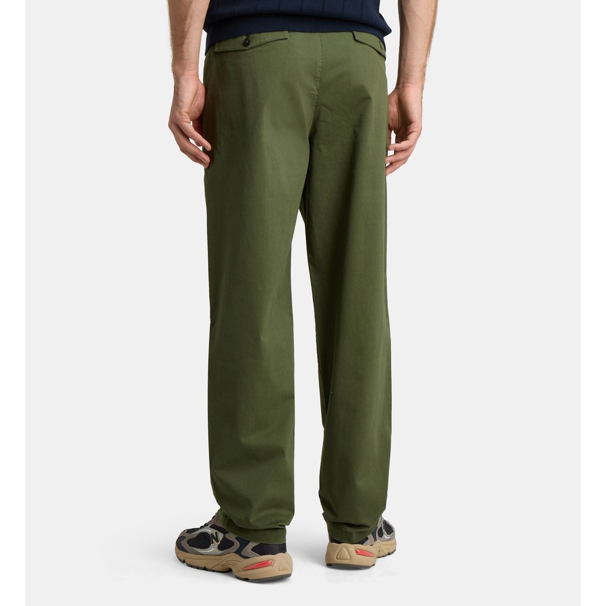 Pantalon sleats à pinces en coton vert foncé, GALERIES LAFAYETTE