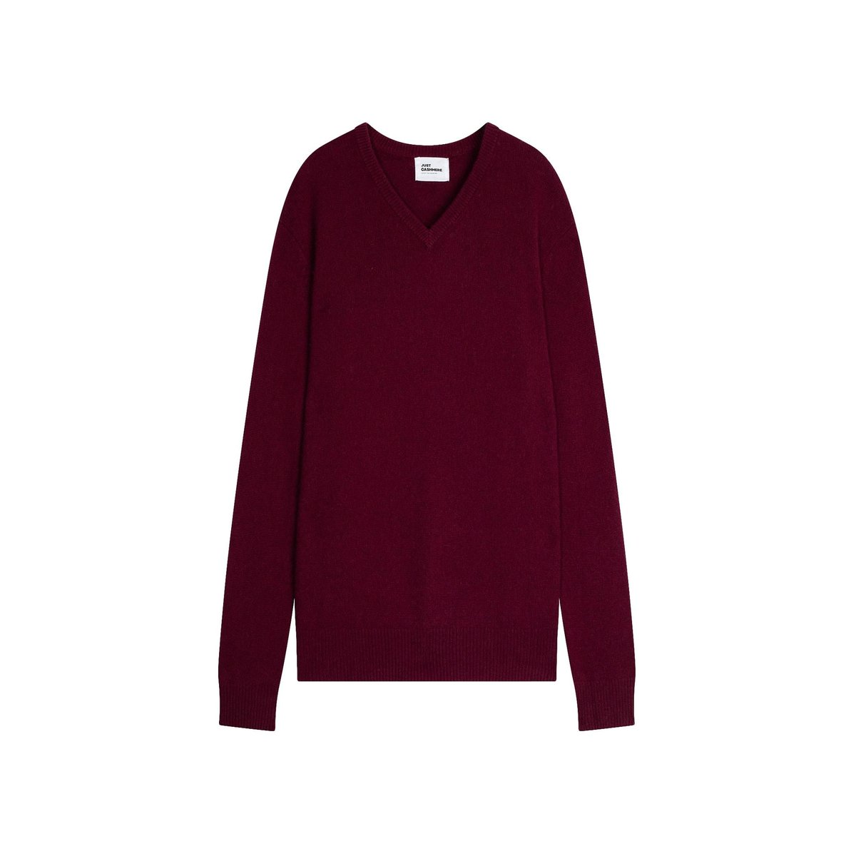 Pull col v pur cachemire NATHAN bordeaux, JUST CASHMERE