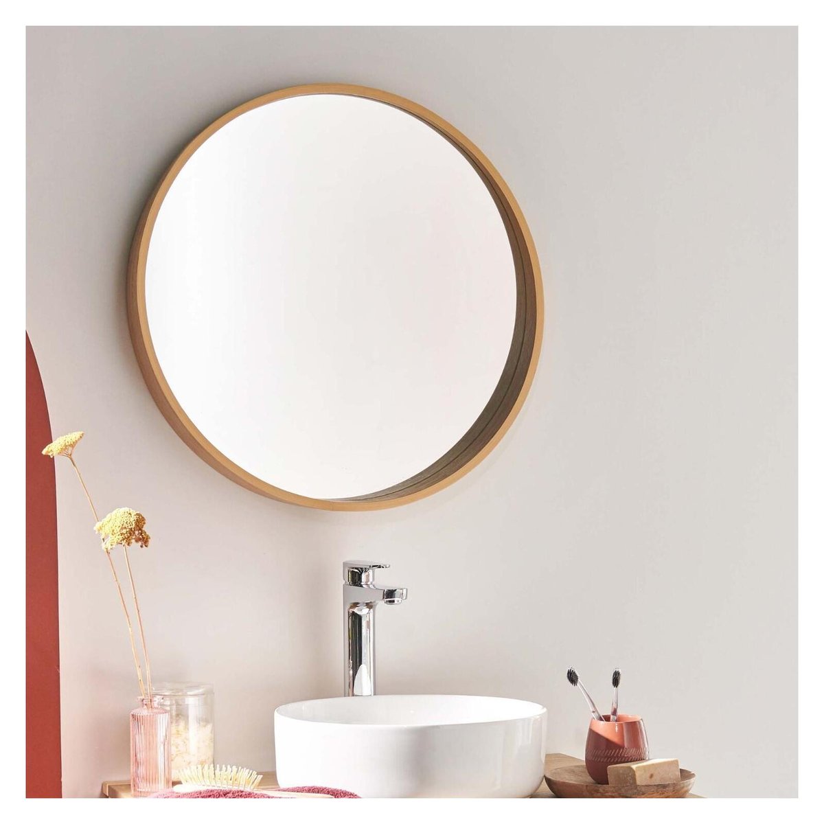 Miroir rond en chêne VALI chêne, MOB IN