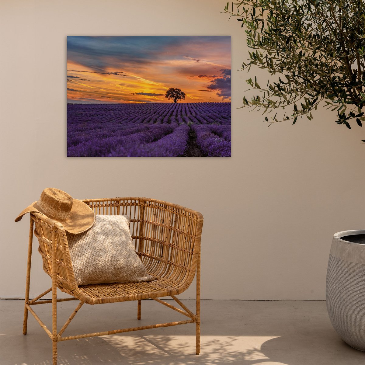 Tableau de jardin Champs de lavande violet, orange, ART FOR THE HOME