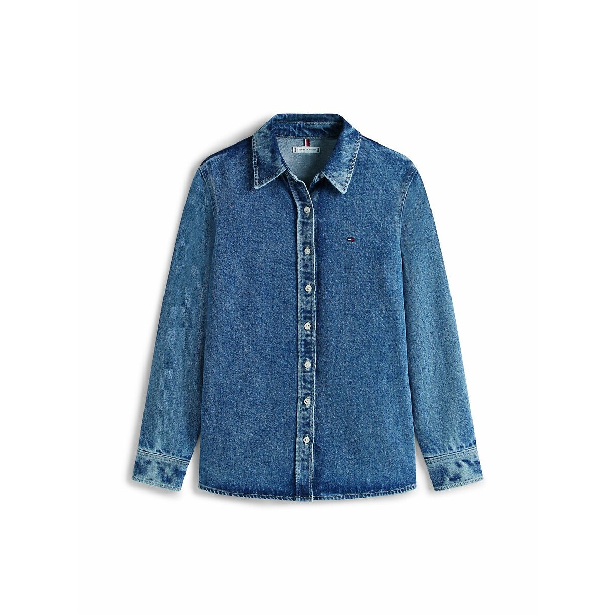 Lyocell Denim Shirt with Long Sleeves denim blue, TOMMY HILFIGER