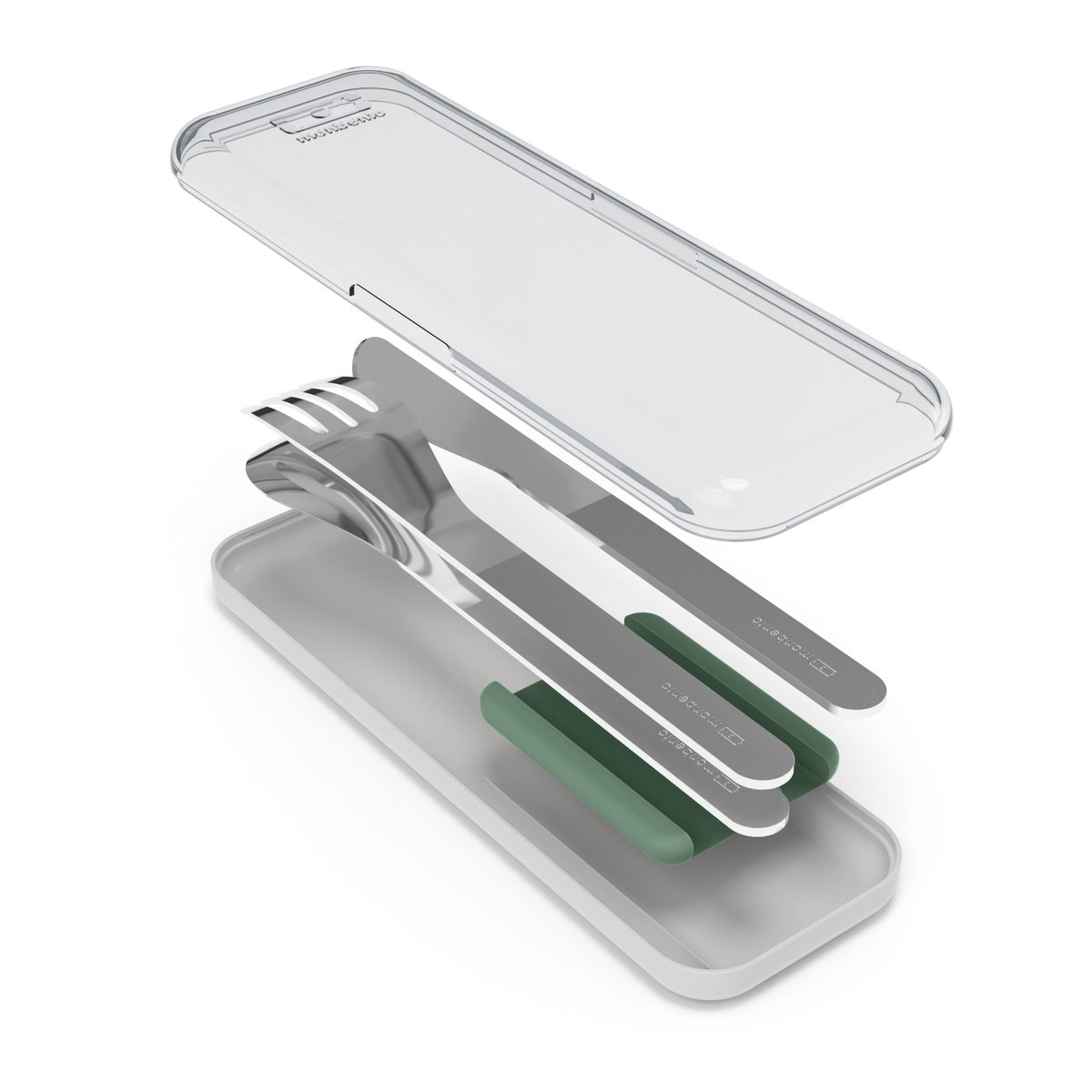 Set repas lunch box 2 étages 1L avec accessoires vert leaves, MONBENTO