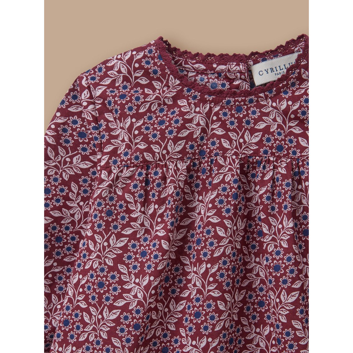 Blouse imprimée col dentelle imprimé ophelia, CYRILLUS