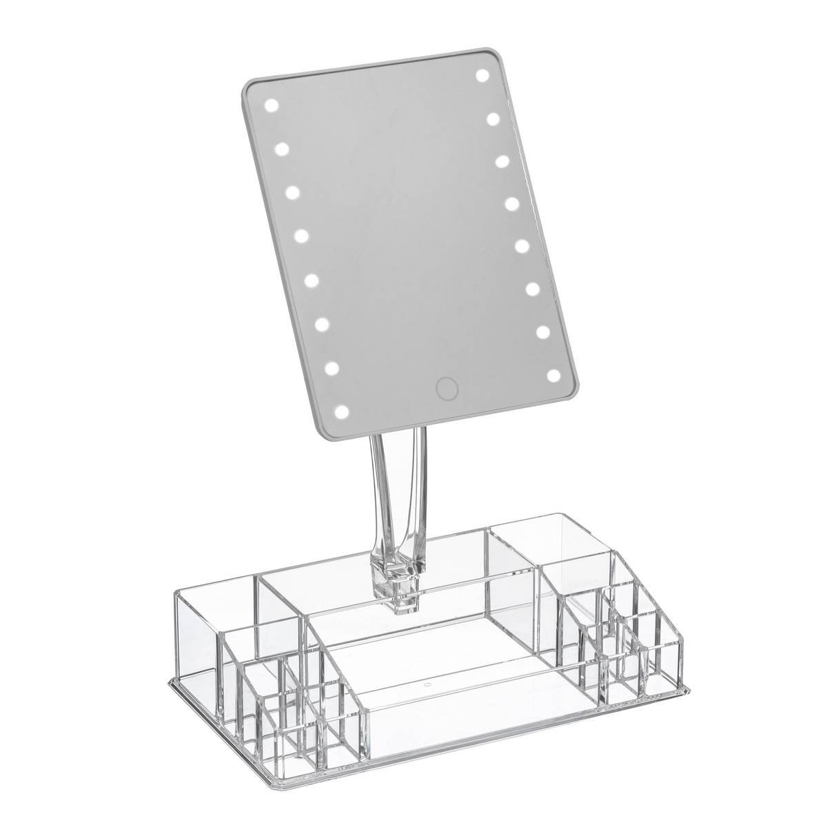 Miroir LED 14 compartiments de rangement SELENA argent, 5FIVE SIMPLY SMART