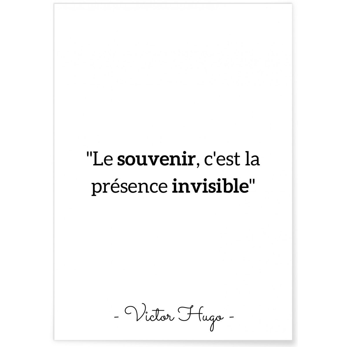 Affiche Victor Hugo 'Le souvenir...' blanc, L'AFFICHERIE