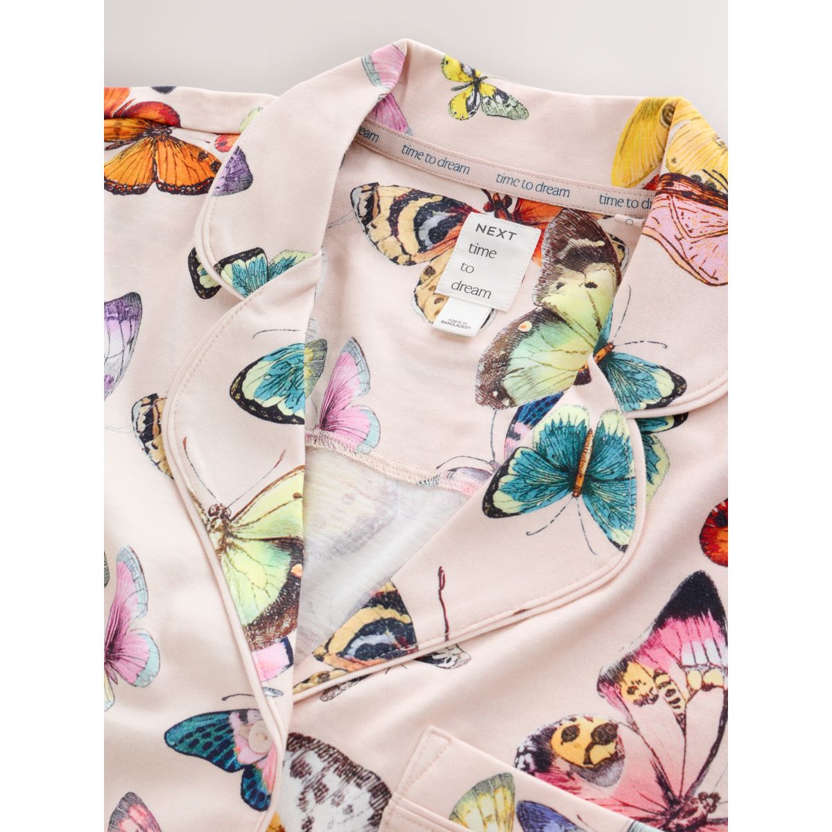 Ensemble short de pyjama boutonné en jersey papillon crème, NEXT