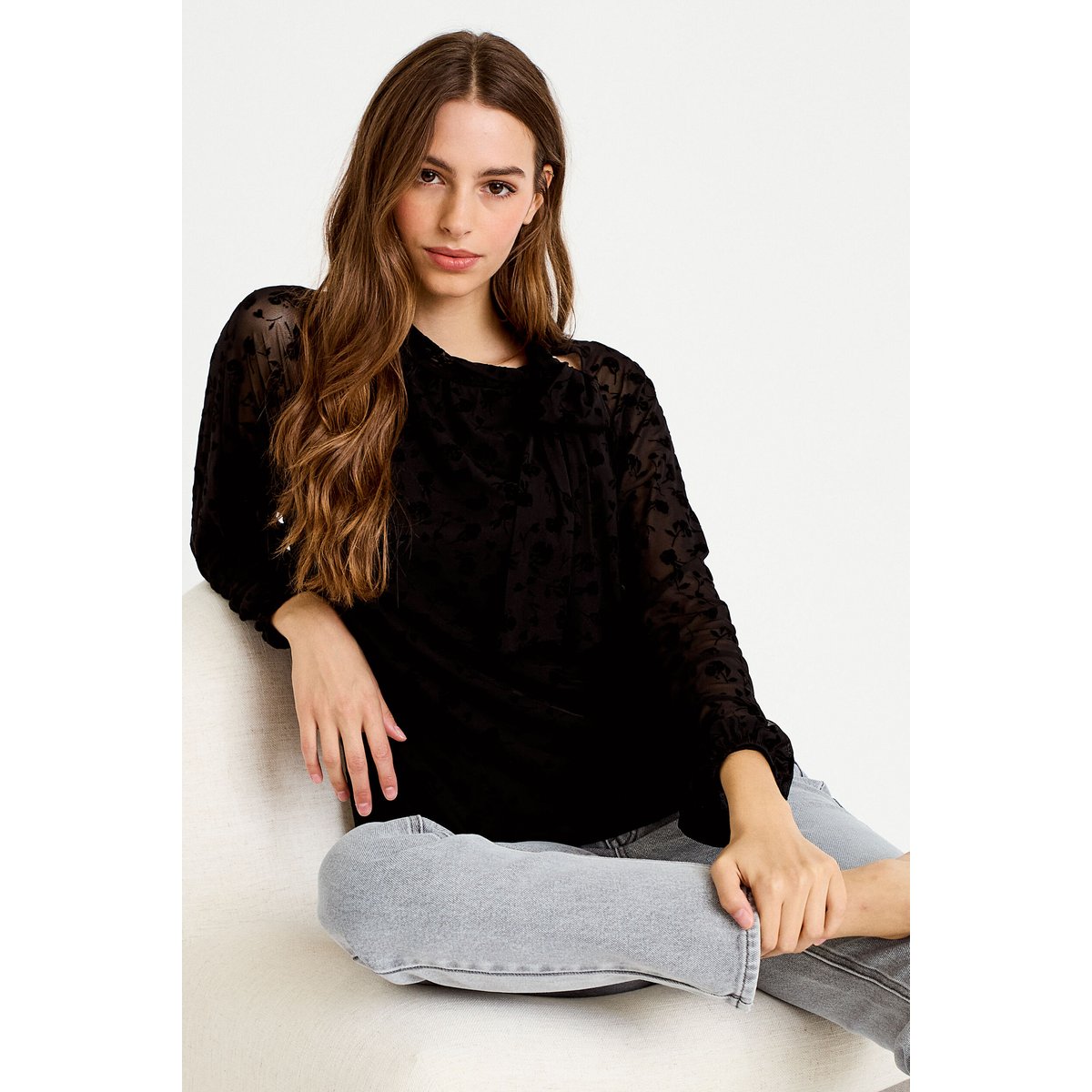 Blouse droite manches longues noir, CACHE CACHE