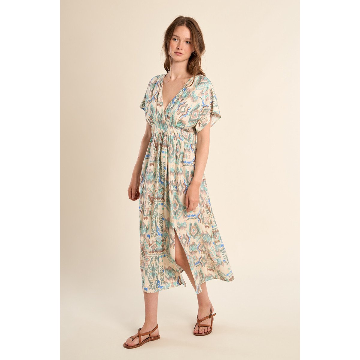 Robe longue à motif ethnique offwhite valentine, MOLLY BRACKEN
