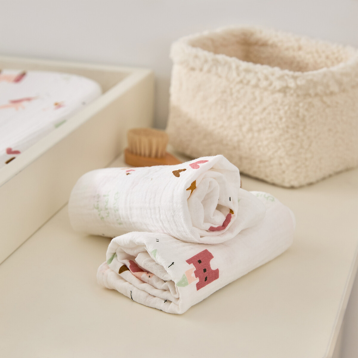 Lote de 4 muselinas estampadas de gasa de algodón, CHATEAU LICORNE estampado, LA REDOUTE INTERIEURS