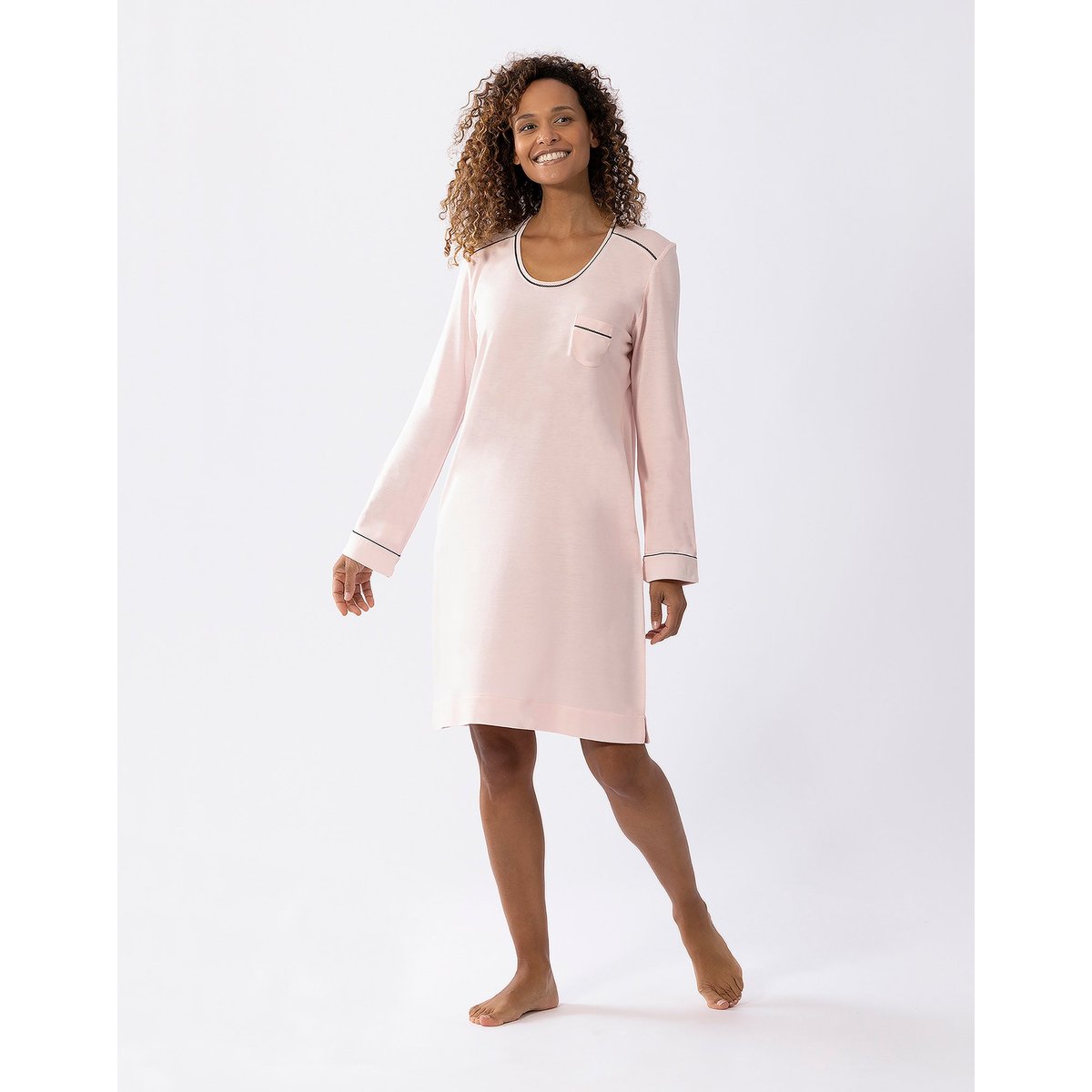 Chemise de nuit en coton modal LES INTEMPORELLES A01 bois de rose, LE CHAT