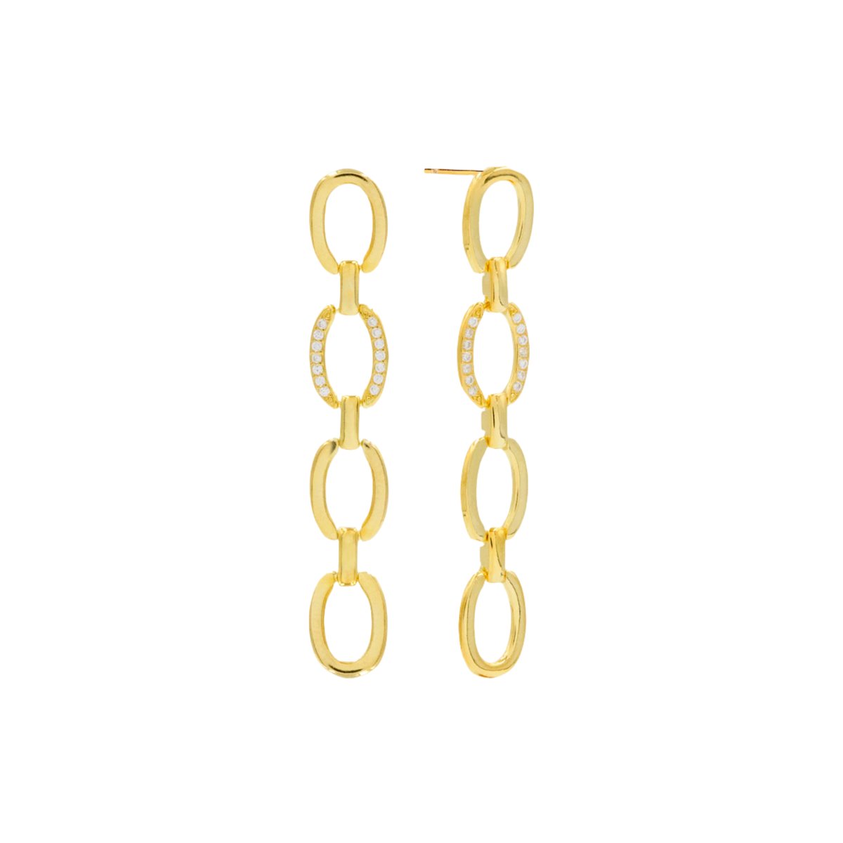 Boucles d'oreilles longues plaquées or avec maillons DANGLE CHAIN dorado, THE-ARE
