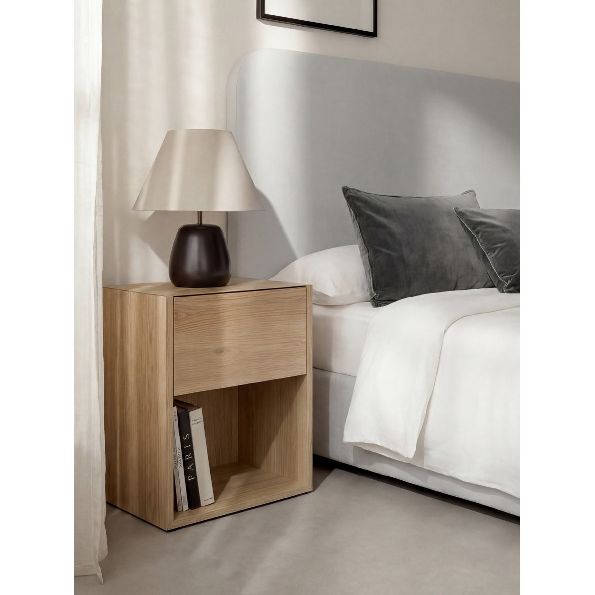 Table de chevet Mélamine - HEGAS beige clair, KENAY