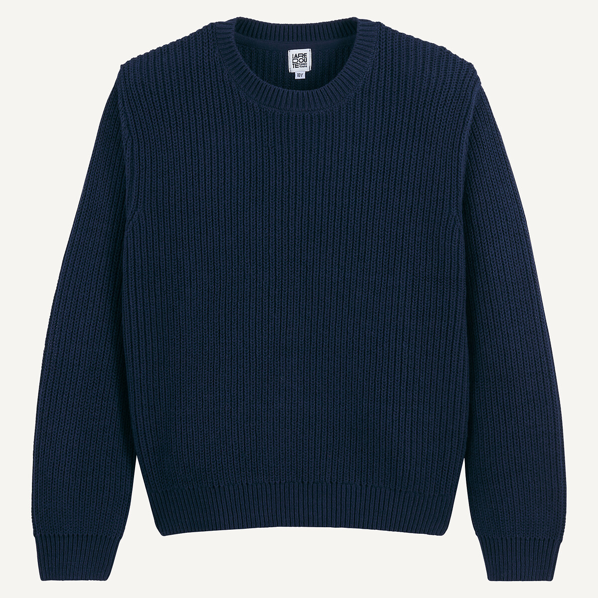 Ribbed Crew Neck Jumper navy blue, LA REDOUTE COLLECTIONS