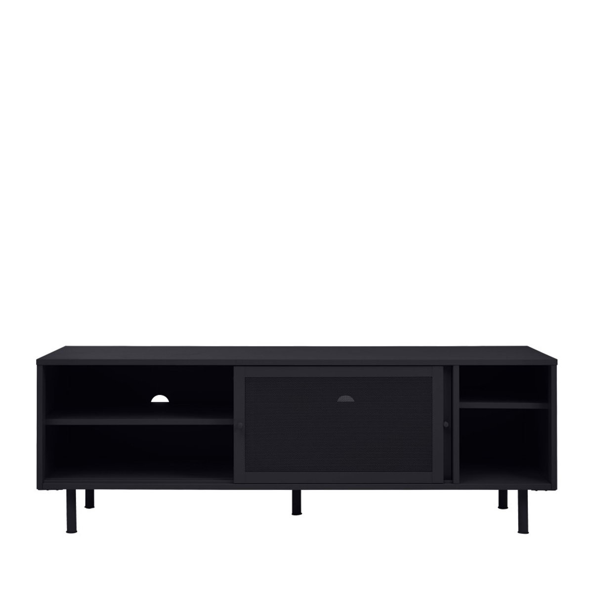 Meuble TV 2 portes, 2 niches en métal L160cm- KISO noir, DRAWER
