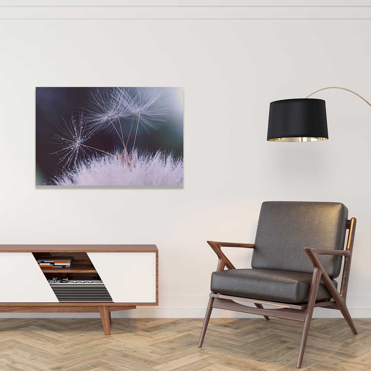 Tableau fleurs dandelion seeds tableau alu dibond, HEXOA