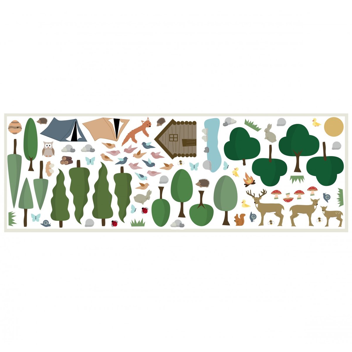 Sticker Mural Grande Frise Balade en Foret 6m multicolore, ARCHIV